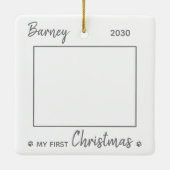 Eerste kerstcadeautje - Gray Dog Pet-foto Keramisch Ornament (Achterkant)