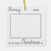 Eerste kerstcadeautje - Gray Dog Pet-foto Keramisch Ornament (Voorkant)