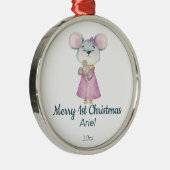 Eerste kerstcadeautje op maat metalen ornament (Rechts)