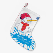 Eerste kerstcadeautje Snowman Snowflake Tekening Kleine Kerstsok (Voorkant (Hangend))