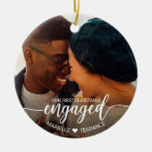 Eerste kerstcadeautje White Script 2 Foto Keramisch Ornament (Voorkant)