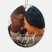 Eerste kerstcadeautje White Script 2 Foto Keramisch Ornament (Links)