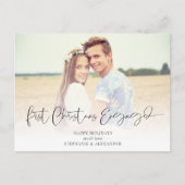 Eerste kerstcadeautjes met foto-overlay feestdagenkaart (Voorkant)