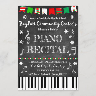 Eerste kerstconcert Piano-uitnodiging Kaart