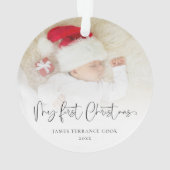 Eerste kerstcursus voor Baby Naam Fotobedekking Ornament (achterkant)