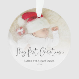 Eerste kerstcursus voor Baby Naam Fotobedekking Ornament