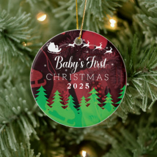 Eerste Kerstdag 2025 van baby gepersonaliseerd Keramisch Ornament