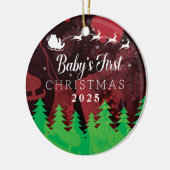 Eerste Kerstdag 2025 van baby gepersonaliseerd Keramisch Ornament (Links)