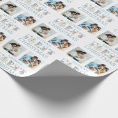 Eerste Kerstdag 2 Foto van Cute Animal Typografie Cadeaupapier (Hoek)