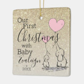 Eerste kerstdag Aangepast goudglitter-Baby Keramisch Ornament (Links)