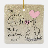 Eerste kerstdag Aangepast goudglitter-Baby Keramisch Ornament (Achterkant)