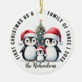 Eerste kerstdag als familie van drie Schattigee pi Keramisch Ornament (Voorkant)