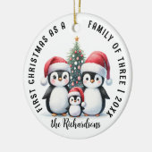 Eerste kerstdag als familie van drie Schattigee pi Keramisch Ornament (Links)