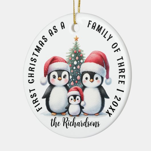 Eerste kerstdag als familie van drie Schattigee pi Keramisch Ornament (Links)