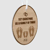 Eerste kerstdag als gezin van drie ornament (voorkant)