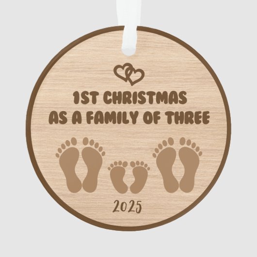 Eerste kerstdag als gezin van drie ornament (achterkant)
