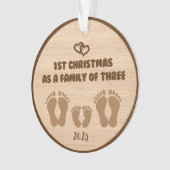 Eerste kerstdag als gezin van drie ornament (voorkant)