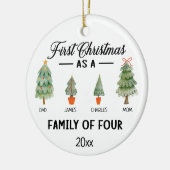 Eerste kerstdag als gezin van vier Waterverven Keramisch Ornament (Links)