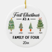 Eerste kerstdag als gezin van vier Waterverven Keramisch Ornament (Achterkant)