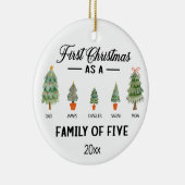 Eerste kerstdag als gezin van vijf Waterverven Keramisch Ornament (Rechts)