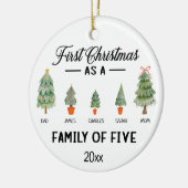 Eerste kerstdag als gezin van vijf Waterverven Keramisch Ornament (Links)