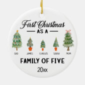 Eerste kerstdag als gezin van vijf Waterverven Keramisch Ornament (Achterkant)