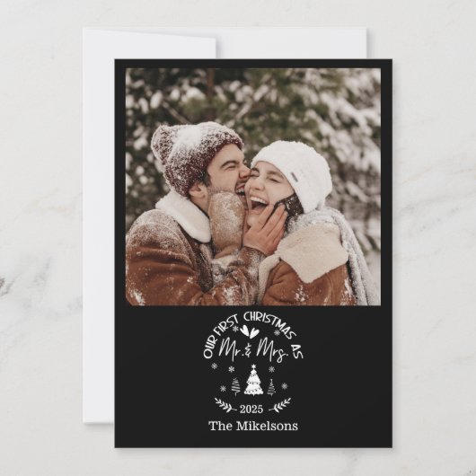 Eerste kerstdag als Mr & Mrs. Feestdagenkaart (Voorkant)