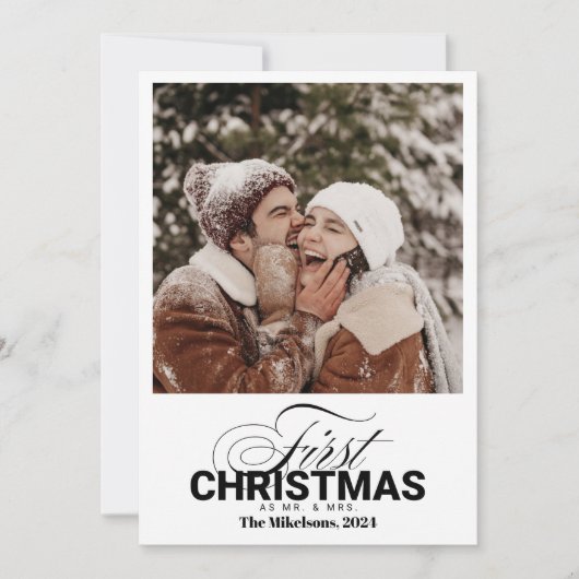 Eerste Kerstdag als Mr & Mrs. Feestdagenkaart (Voorkant)