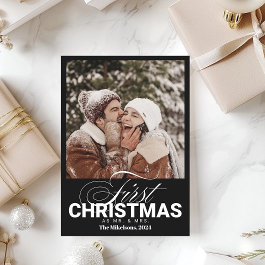 Eerste Kerstdag als Mr & Mrs. Feestdagenkaart