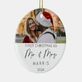 Eerste Kerstdag als Mr & Mrs Keramisch Ornament (Rechts)