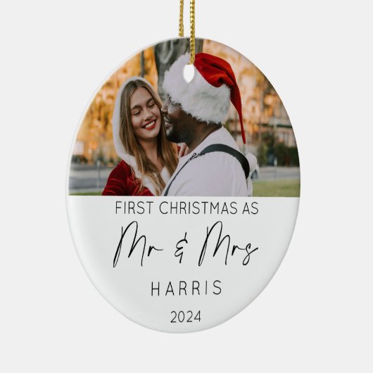 Eerste Kerstdag als Mr & Mrs Keramisch Ornament (Rechts)