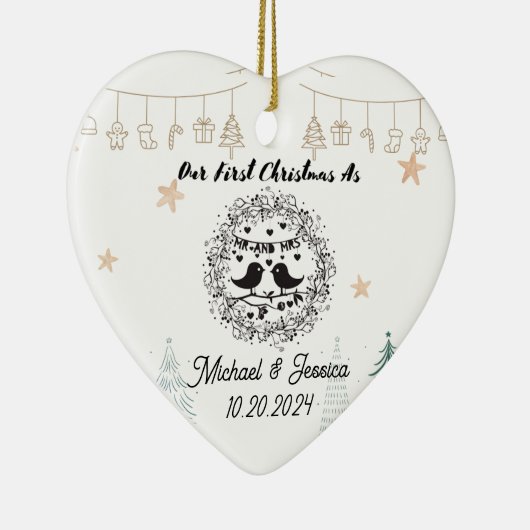 Eerste Kerstdag als Mr & Mrs Ornament Pas getrouwd (Rechts)