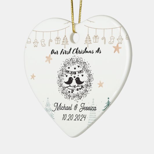 Eerste Kerstdag als Mr & Mrs Ornament Pas getrouwd (Links)