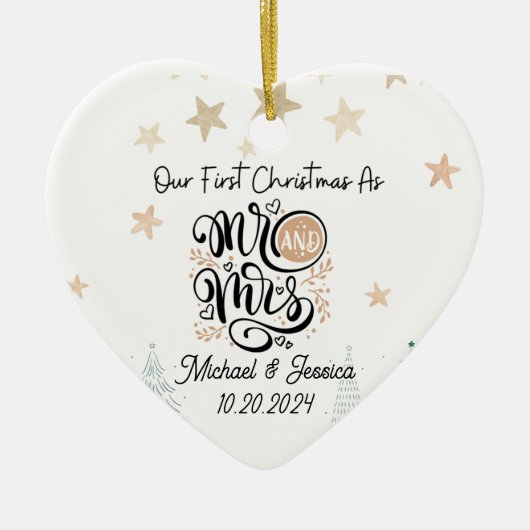 Eerste Kerstdag als Mr & Mrs Ornament Pas getrouwd (Voorkant)