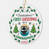 Eerste Kerstdag als Sonograaf Custom Name Keramisch Ornament (Links)