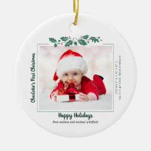 Eerste kerstdag Baby Foto Collage Holiday Keramisch Ornament