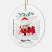 Eerste kerstdag Baby Foto Collage Holiday Keramisch Ornament (Links)