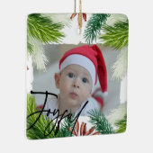 Eerste kerstdag Baby geboorte Stats & foto Keramisch Ornament (Rechts)