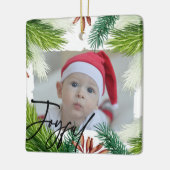 Eerste kerstdag Baby geboorte Stats & foto Keramisch Ornament (Links)