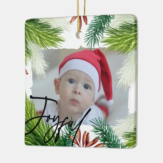Eerste kerstdag Baby geboorte Stats & foto Keramisch Ornament (Links)
