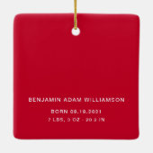 Eerste kerstdag Baby geboorte Stats & foto Keramisch Ornament (Achterkant)