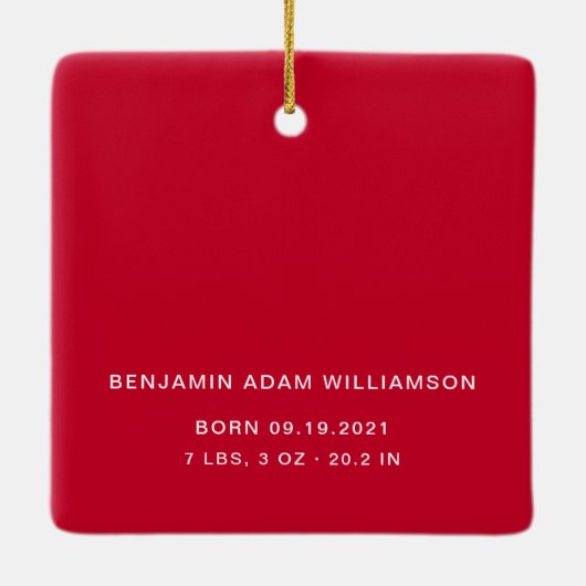 Eerste kerstdag Baby geboorte Stats & foto Keramisch Ornament (Achterkant)