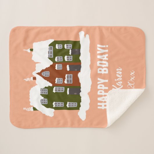 Eerste kerstdag Baby Modern Holyday Sherpa Deken (Voorkant (horizontaal))