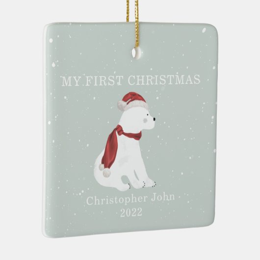 Eerste kerstdag Baby Polar Beer Blue Snow Keramisch Ornament (Rechts)