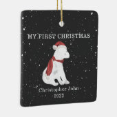 Eerste kerstdag Baby Polar Beer Donkergrijze sneeu Keramisch Ornament (Rechts)