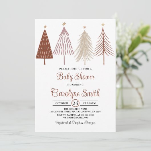 Eerste kerstdag Baby shower Uitnodiging Sjabloon (Staand voorkant)