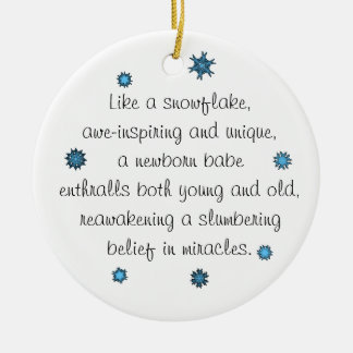Eerste Kerstdag blauw sneeuwvlokgedicht voor baby' Keramisch Ornament