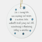 Eerste Kerstdag blauw sneeuwvlokgedicht voor baby' Keramisch Ornament (Links)