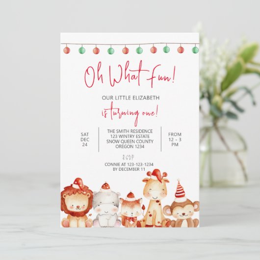 Eerste Kerstdag, Dierenfeest, Kerstman Kaart (Staand voorkant)