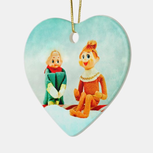 Eerste kerstdag Elf Keramisch Ornament (Links)